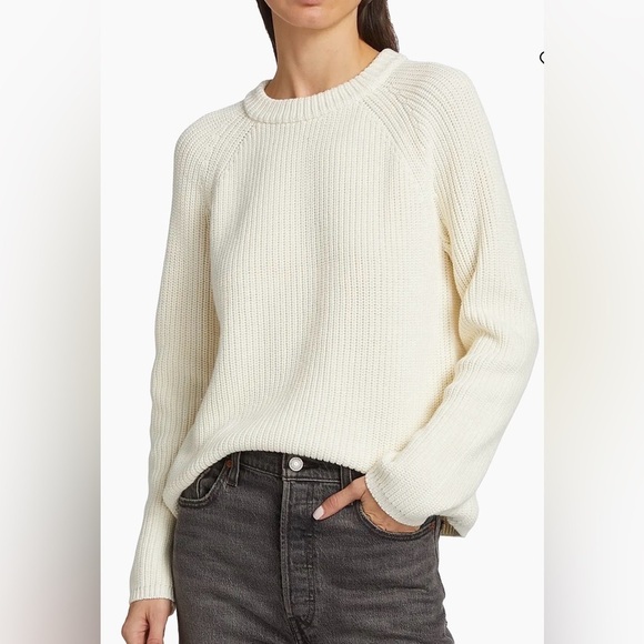 Jenni Kayne Sweaters - Jenni Kayne Fisherman Crewneck Cotton Sweater Ivory Size Large